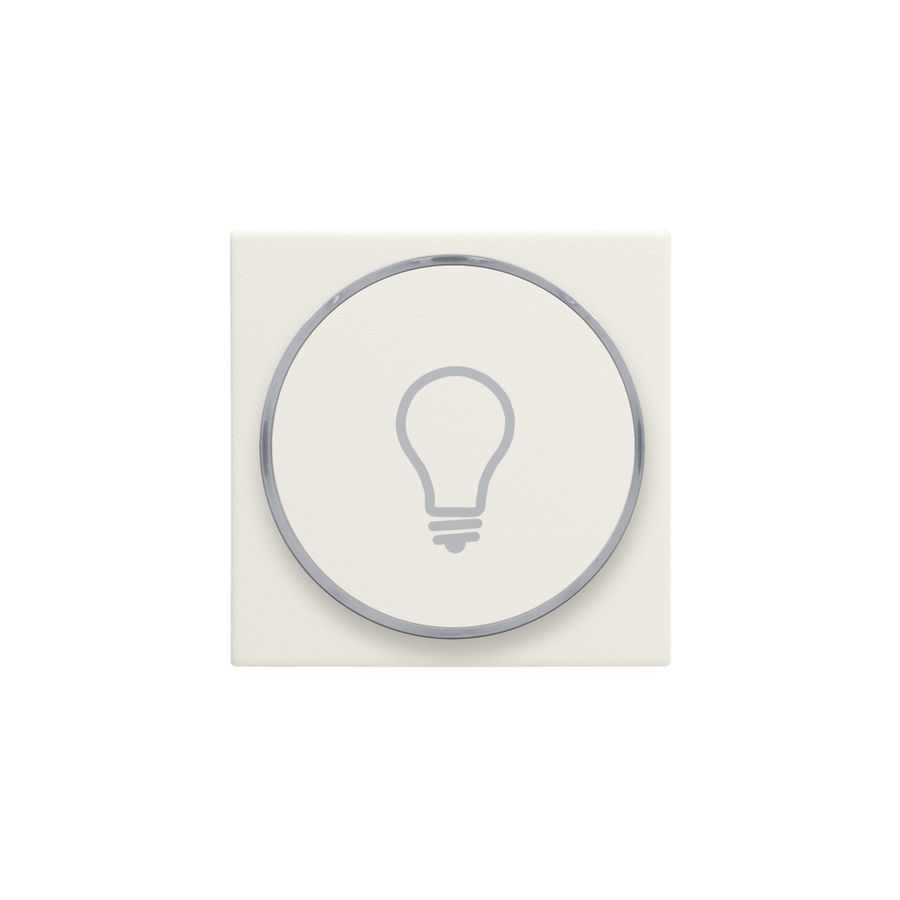 Afwerkingsset met doorschijnende ring met lampsymbool voor drukknop 6A cotton white textured