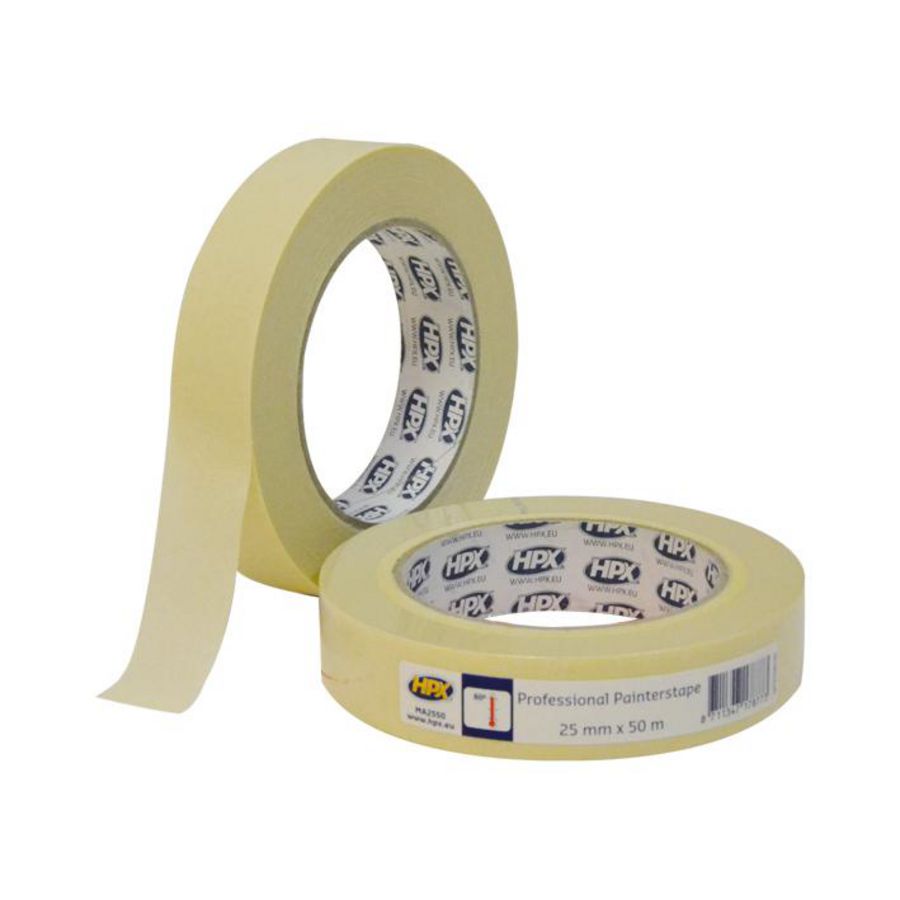 Zelfklevende tape HPX afplaktape 60gr.C 25mmx50m creme