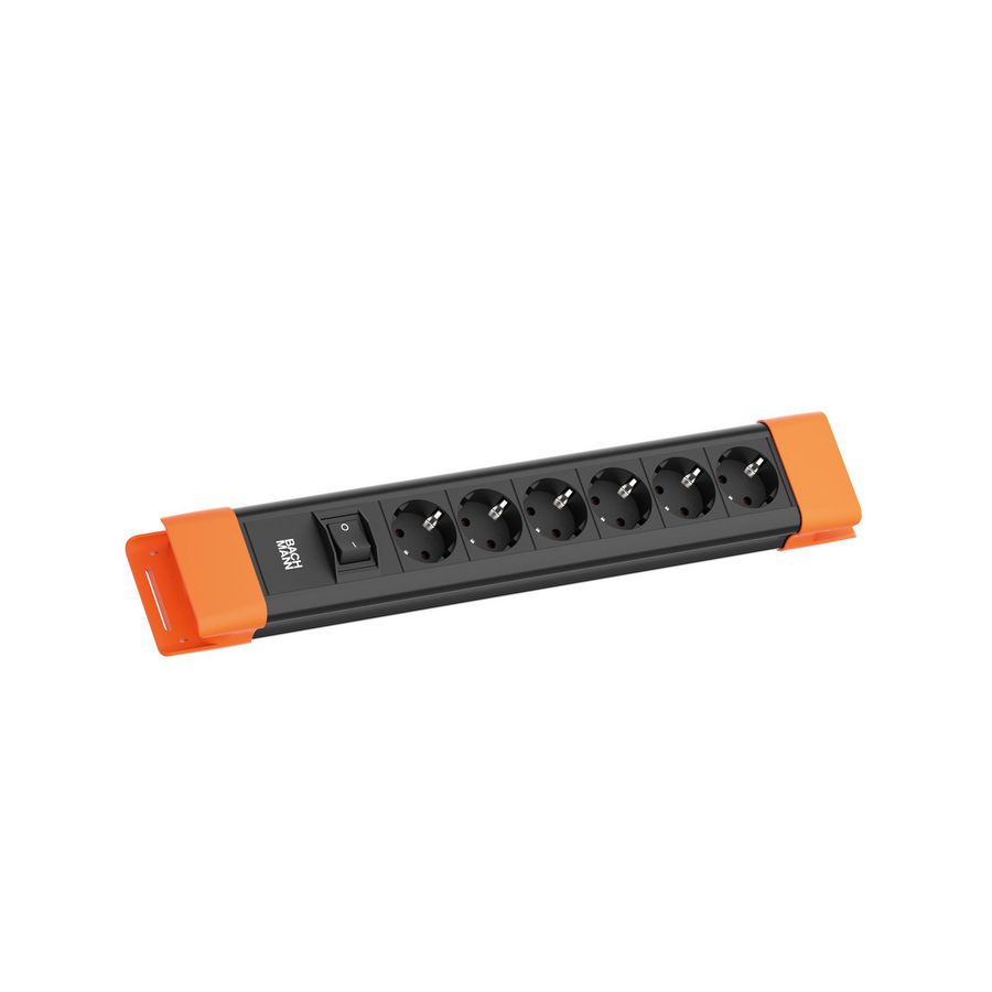 CONNECTUS 6x 230V RA schakelaar 2m RA zwart/oranje