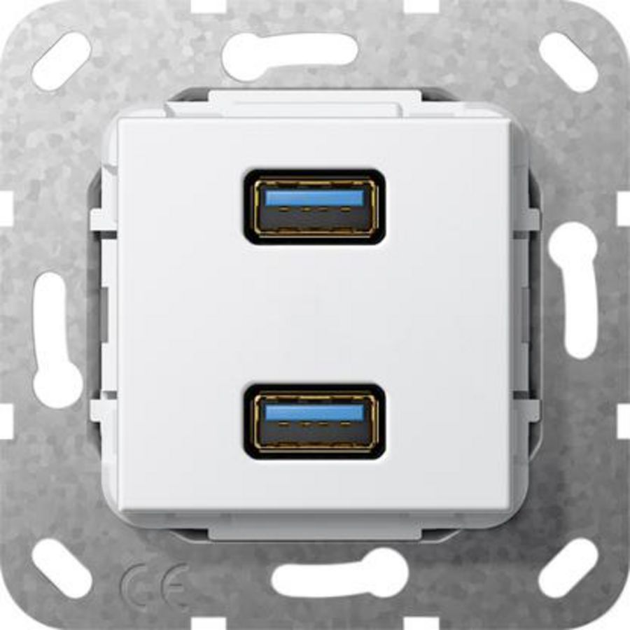 USB 3.0 A 2-voudig kppl. Basiselement zuiver wit