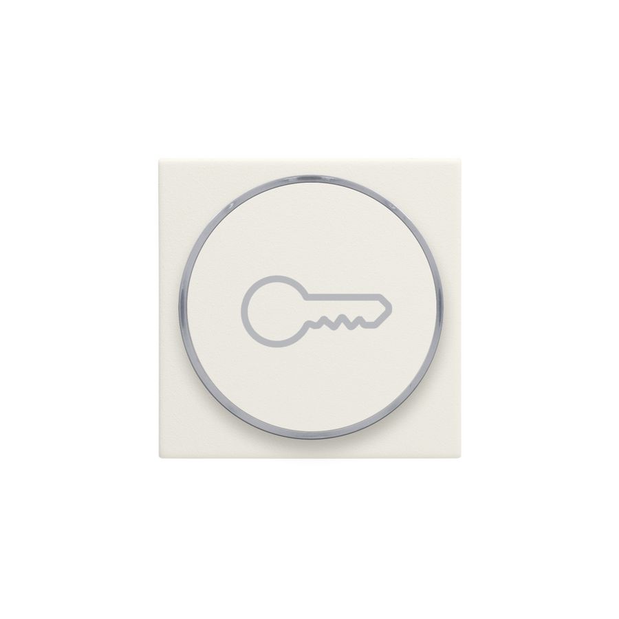 Afwerkingsset met doorschijnende ring met sleutelsymbool voor drukknop cotton white textured