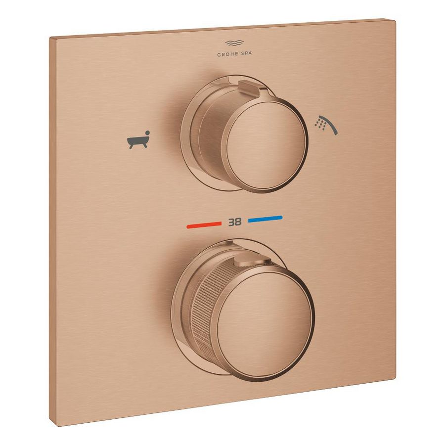 Allure afbouwdeel thermostatische inbouwmengkraan met omstel douche/baduitloop warm sunset geborsteld (mat bronskleurig) (Spa colors coll.) excl. inbouwdeel
