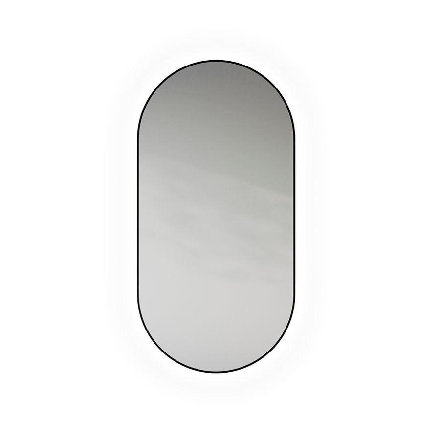 Spiegel Black Line Oval matt black frame indirecte CCT verlichting 500x1000mm