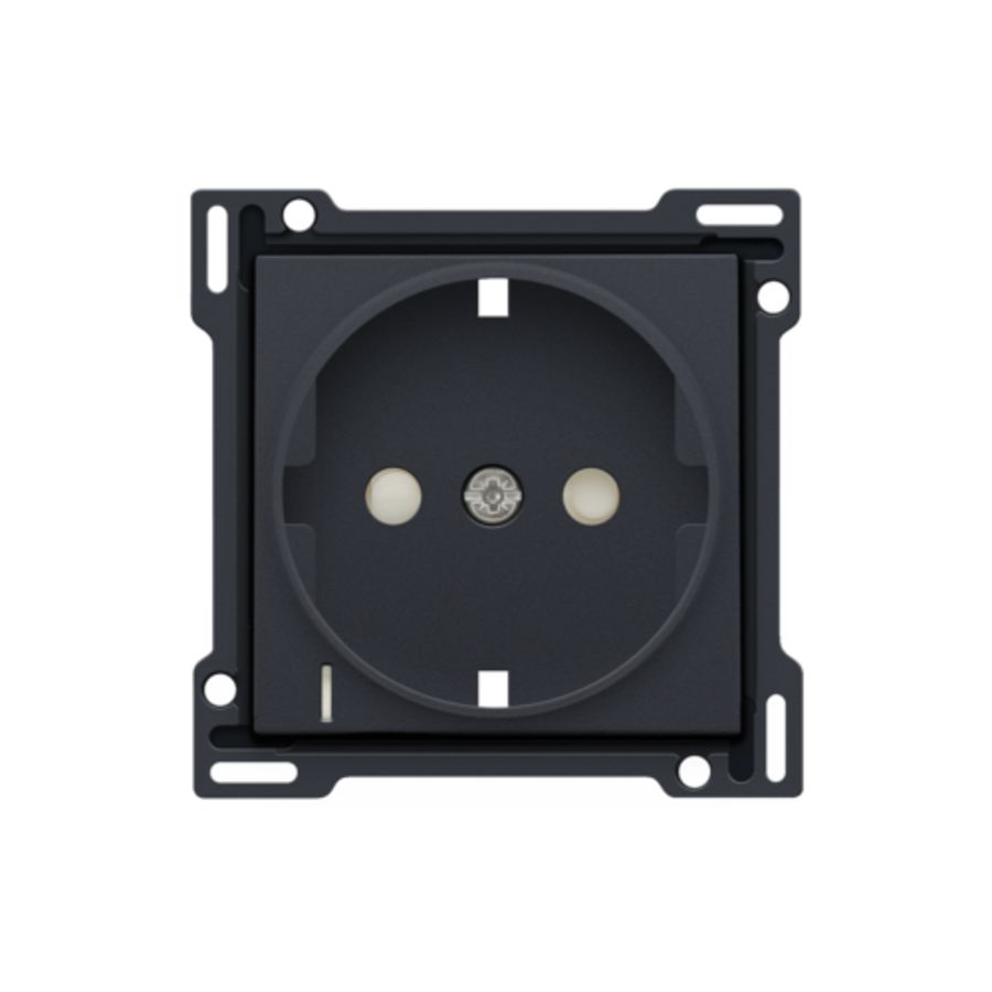 Afwerkingsset stopcontact randaarde besch/spanning anthracit