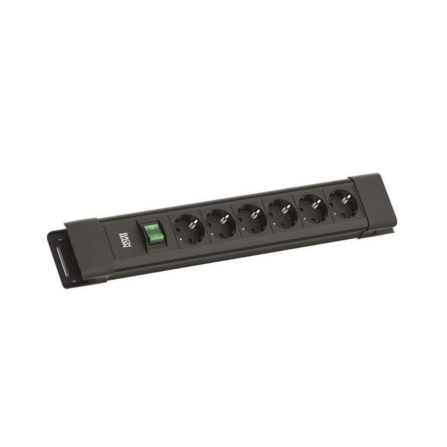 CONNECTUS 6x 230V RA schakelaar 2m RA zwart