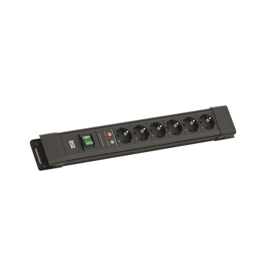 CONNECTUS 6x 230V RA oversp. beveiliging schakelaar 2m RA zw