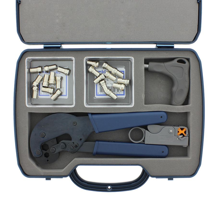Assortiment met F-Connectoren Female krimp Coax-12 en RG59