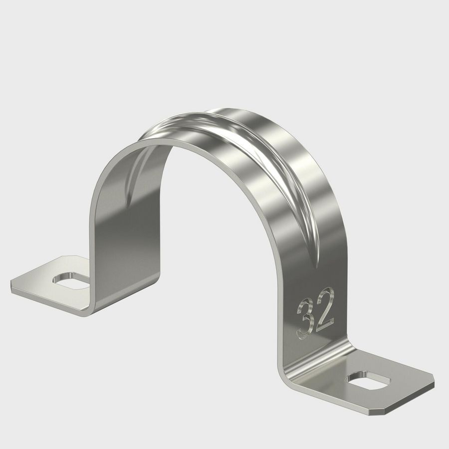 Bevestigingsklem met twee voetjes 32mm Roestvast staal A4 1.4571 Blank VVE=100