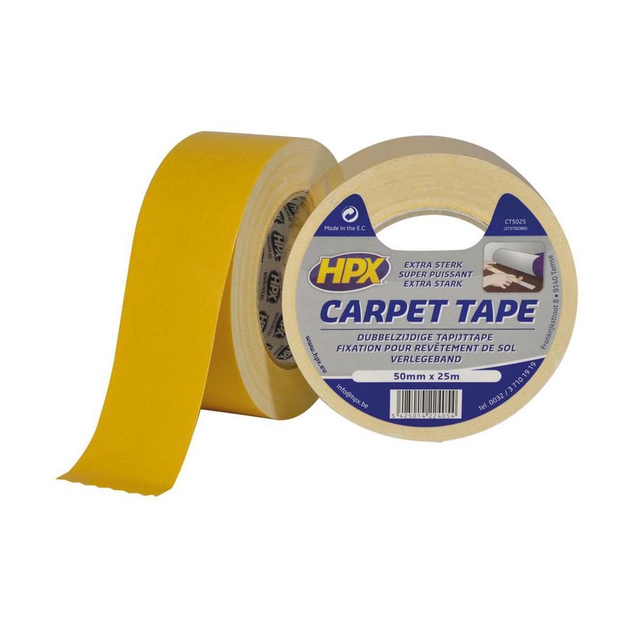 Zelfklevende tape HPX dubbelzijdig Tapijttape 50mmx25m Wit