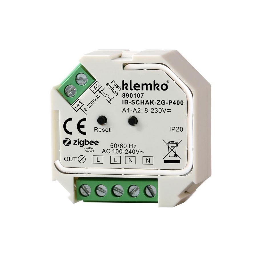 Schakelaar inbouw Zigbee 1-200W LED puls/ draadloos Klemko