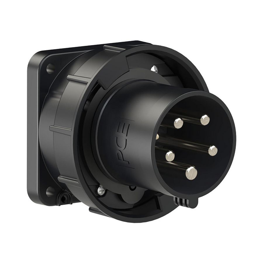 CEE inbouw toestelcontactdoos recht 63A 5p 400V 6h (rood) zwart IP67 toestel