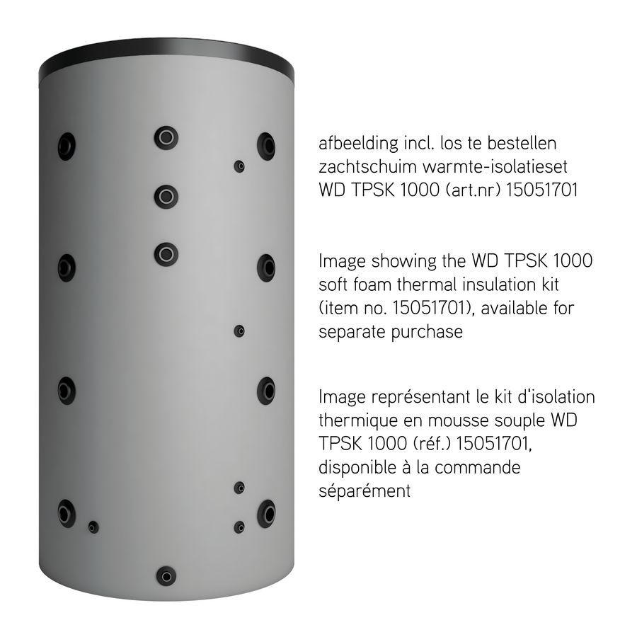 Buffervat TPSK 1000 diffusiedicht geisoleerd excl. warmte-isolatieset