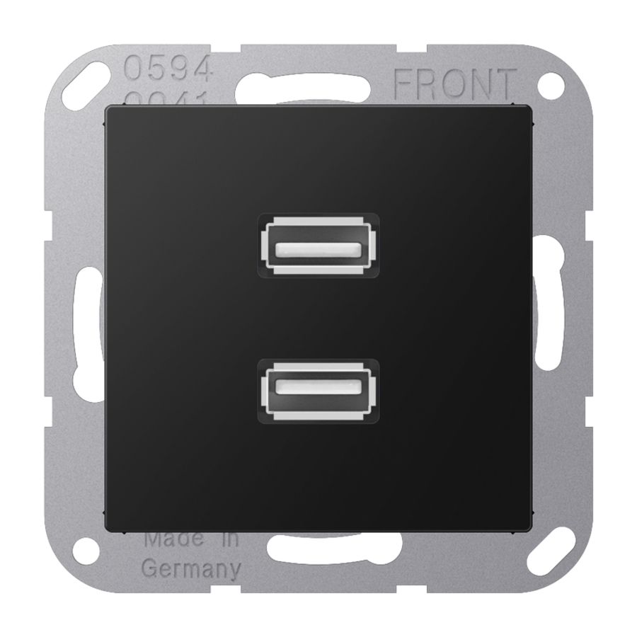 Afdekking A500 matzwart voor 2xUSB