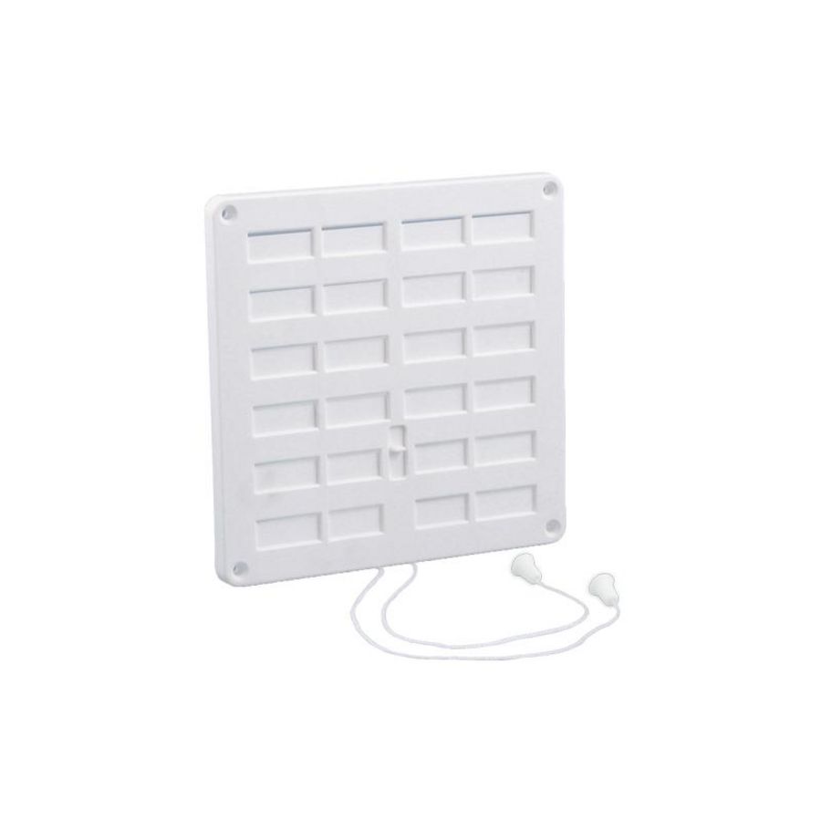 Afsluitbaar ventilatierooster 200x200mm wit