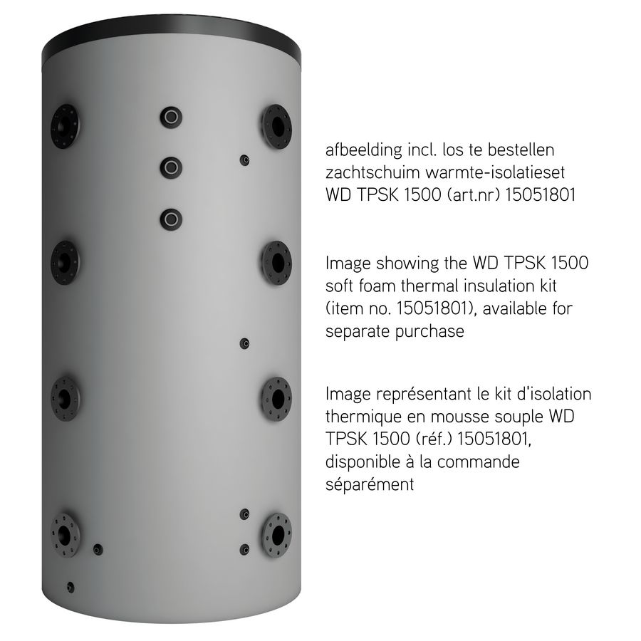Buffervat TPSK 1500l diffusiedicht geisoleerd excl. warmte-isolatieset