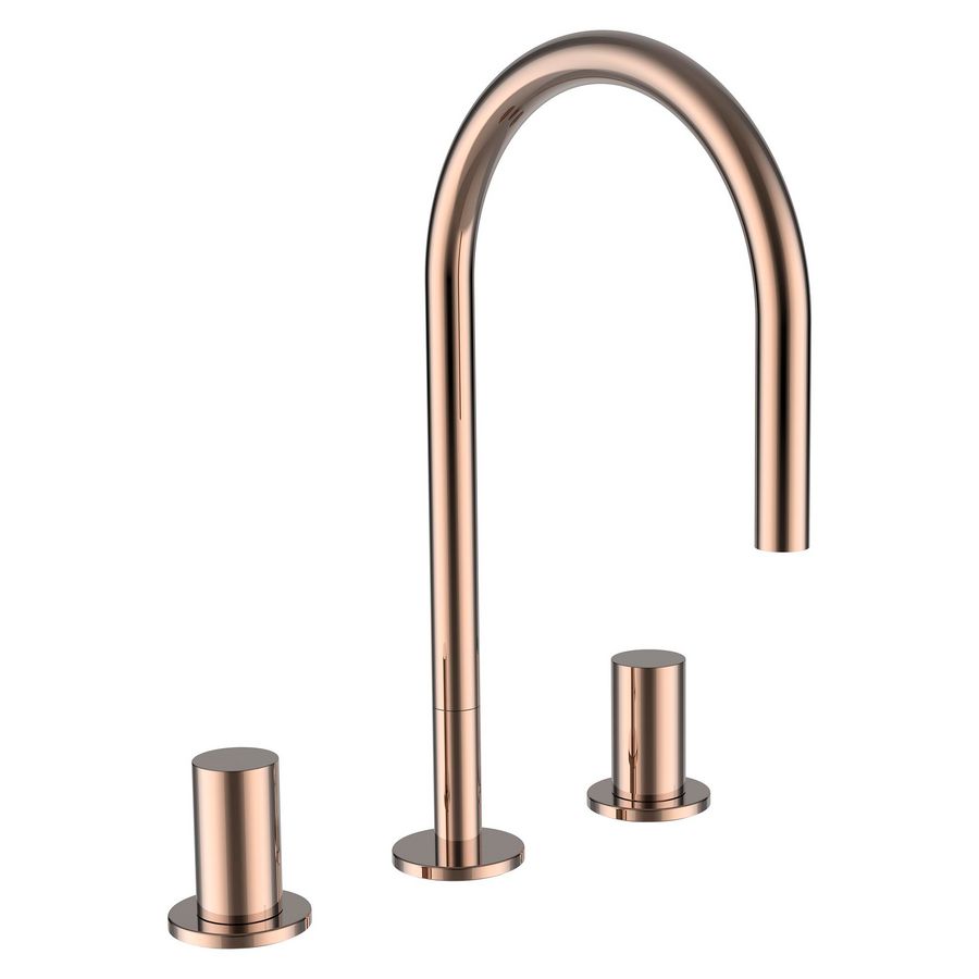 2Hendel 3Gaten Wastafelmengkraan PU waste PVD rosegold