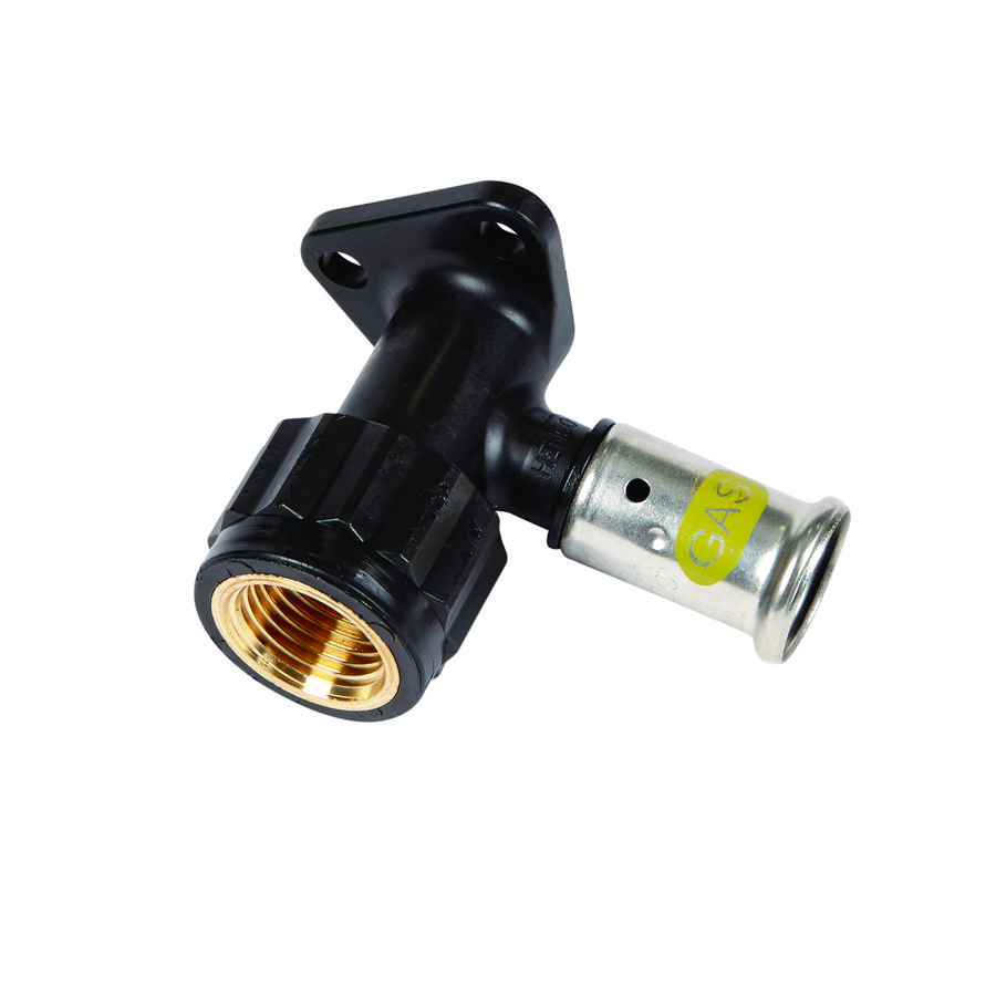 Enkele muurplaat persaansluiting GAS 2PKG 16x1/2" bn.