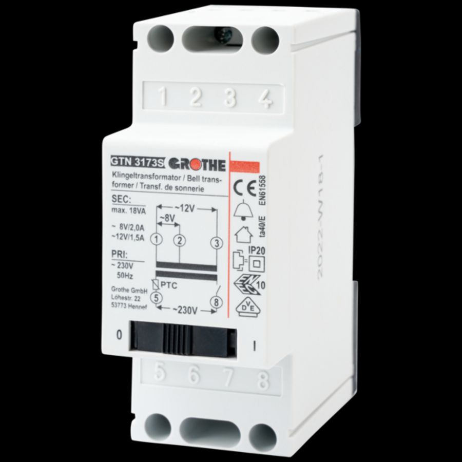 Beltrafo 4/8/12Vac voor kortstondige belasting afschakelbaar