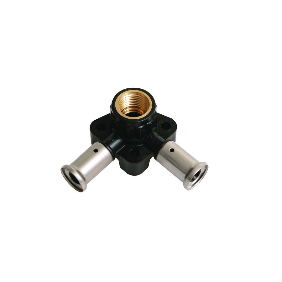 Muurplaat dubbel persaansluiting 3PK 16x1/2" bn. x 16mm