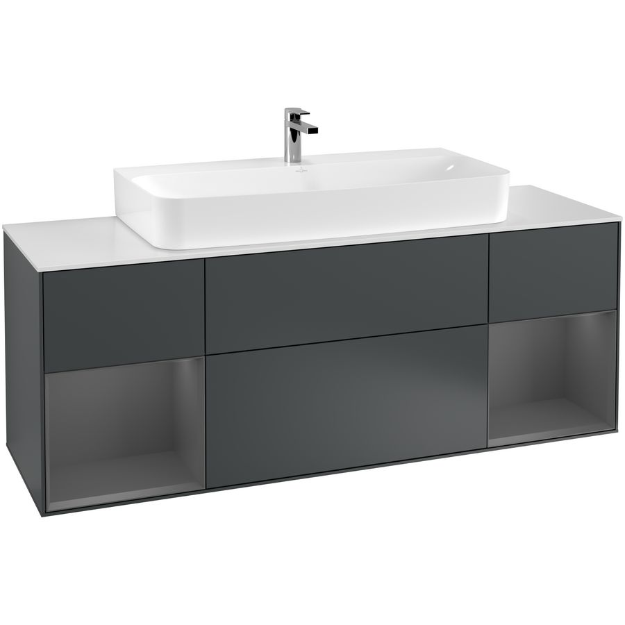 Wastafelonderkast Finion 1600x603x501mm Mid.Blue Matt Lacquer F211GKHG