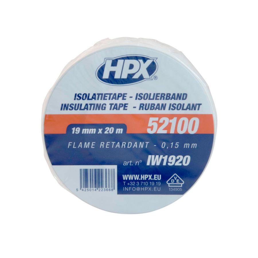 Zelfklevende tape HPX isolatietape VDE PVC 19mmx20m Wit