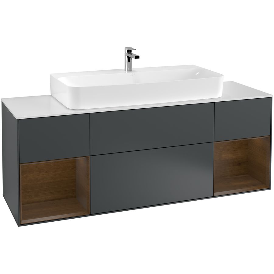 Wastafelonderkast Finion 1600x603x501mm Mid.Blue Matt Lacquer F211GNHG