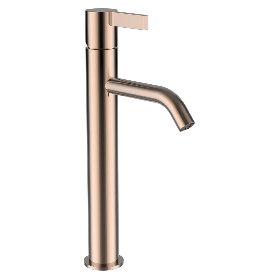 Wastafelmengkraan Hoog pop-up waste PVD rosegold