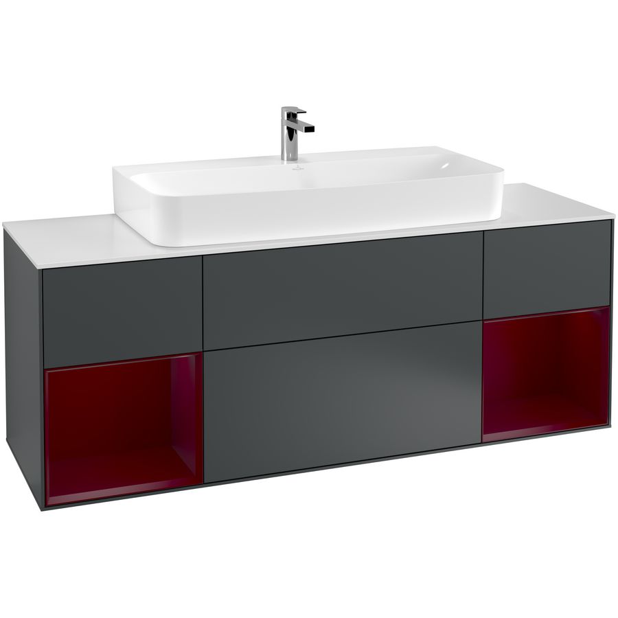 Wastafelonderkast Finion 1600x603x501mm Mid.Blue Matt Lacquer F211HBHG