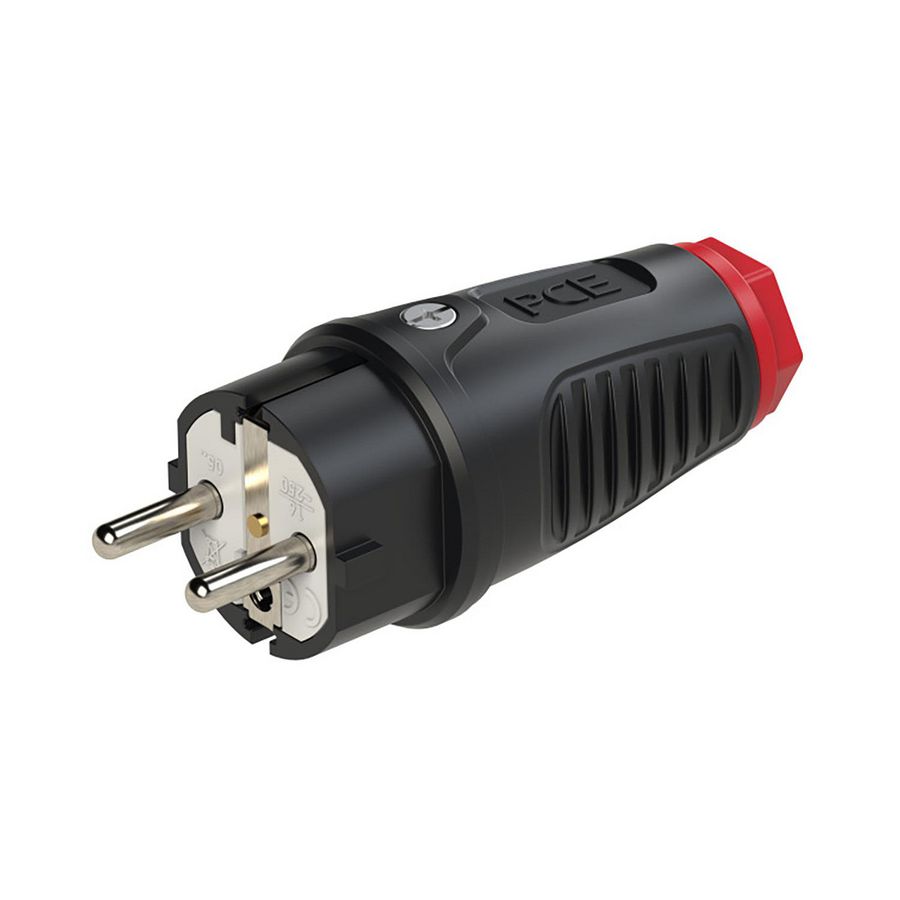 Stekker / contactstop bus/randaarde Taurus2 zwa/roo rubber 16A VVE=30