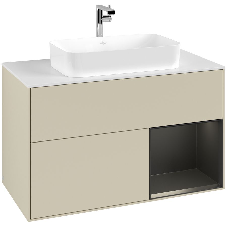Wastafelonderkast Finion 1000x603x501mm S.Grey Matt Lacquer F251PDHJ