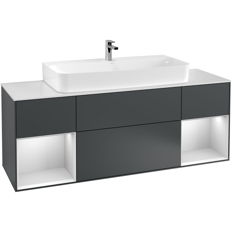 Wastafelonderkast Finion 1600x603x501mm Mid.Blue Matt Lacquer F211MTHG