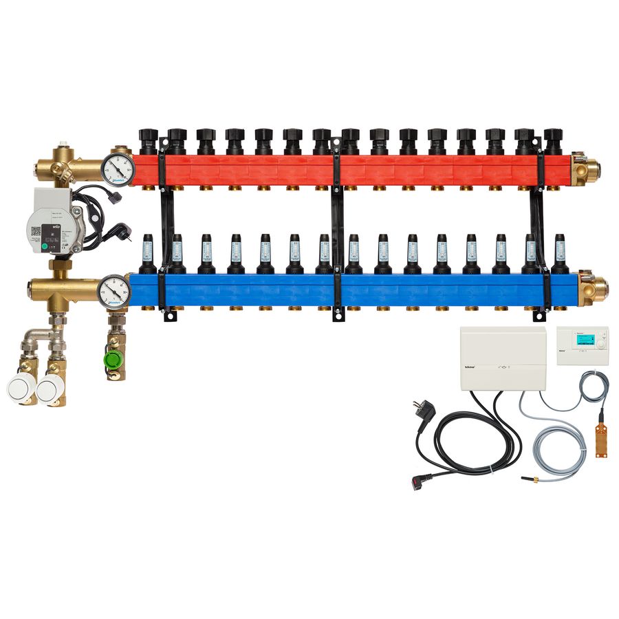 Vloerverw.verdeler 4850 3-pijps E-pomp OA. 10-145l/u 15-groeps