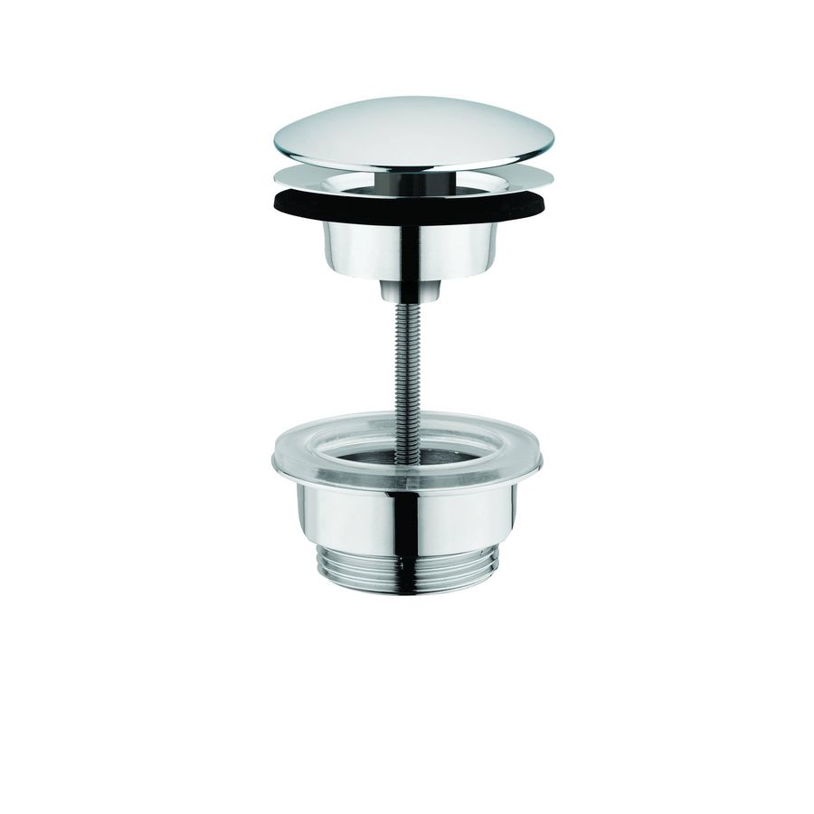 Plug niet afsluitbaar 1.1/4" m. overloop RVS-look