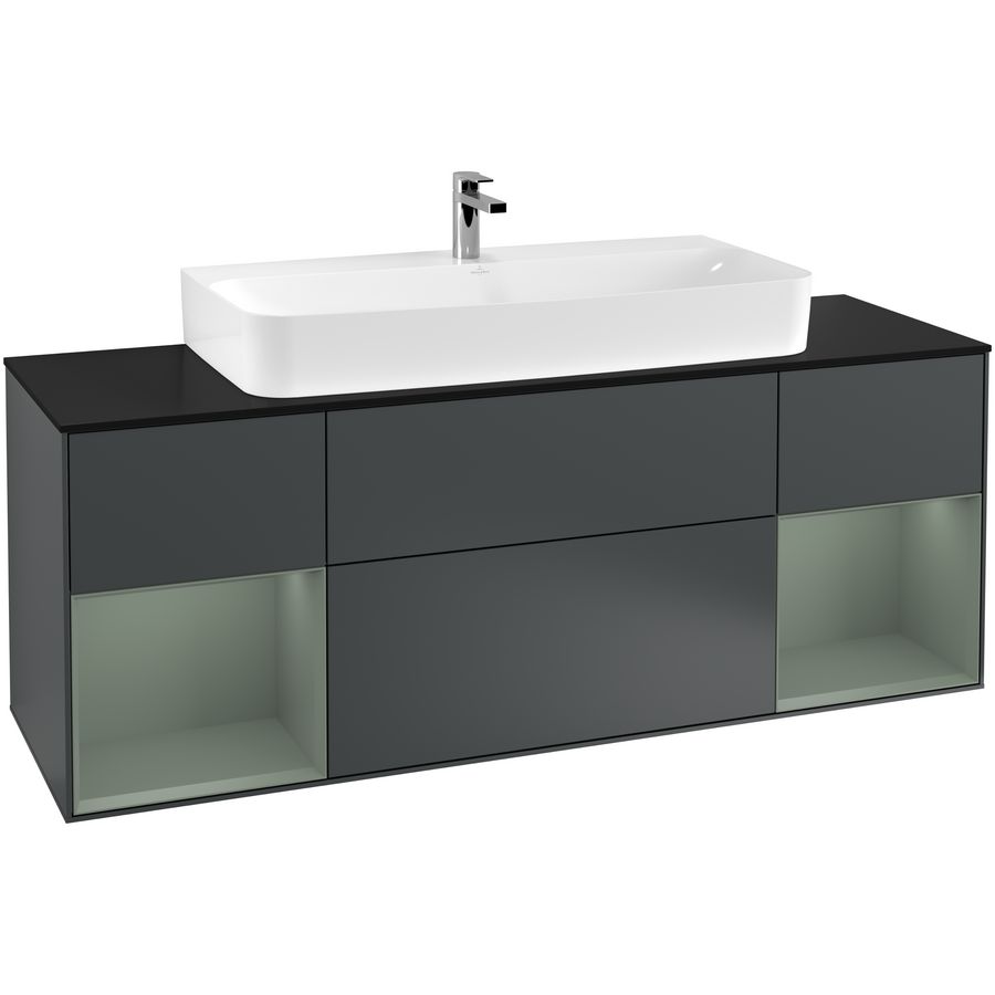 Wastafelonderkast Finion 1600x603x501mm Mid.Blue Matt Lacquer F212GMHG
