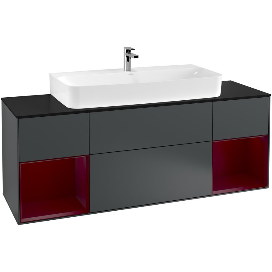 Wastafelonderkast Finion 1600x603x501mm Mid.Blue Matt Lacquer F212HBHG