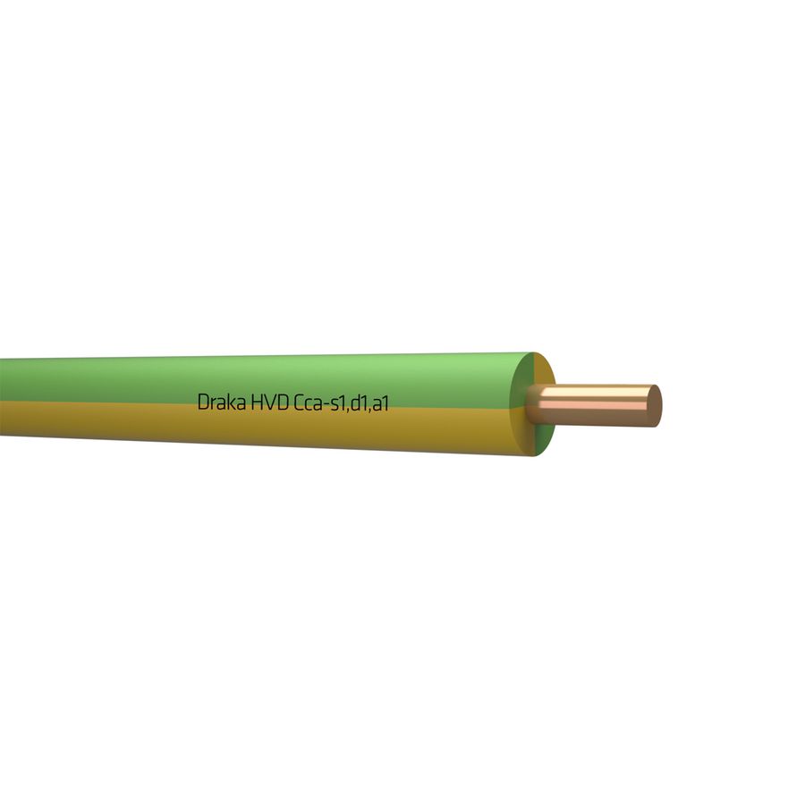 Haspel a 500m. installatiedraad HVD halogeenvrij Cca 70C 450/750V ye/gn# 2,5mm² (Groen/geel)