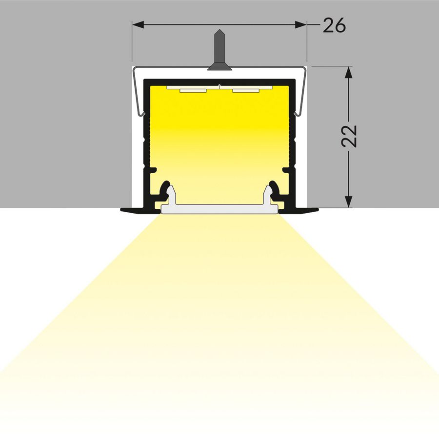 Zak a 2m. Profiel voor ledstrips 20 inbouw Zwart