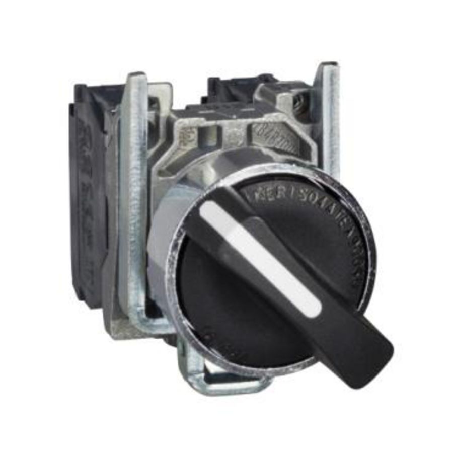 Selector switch metal black 22 3 poss spring spring return,
