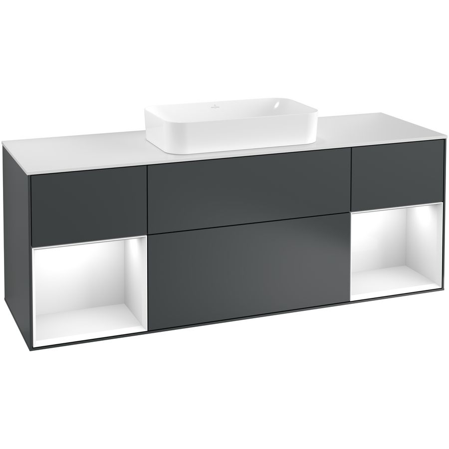 Wastafelonderkast Finion 1600x603x501mm Mid.Blue Matt Lacquer F331GFHG