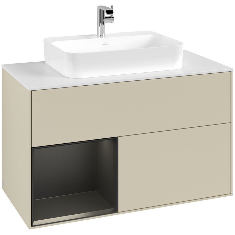 Wastafelonderkast Finion 1000x603x501mm S.Grey Matt Lacquer F361PDHJ