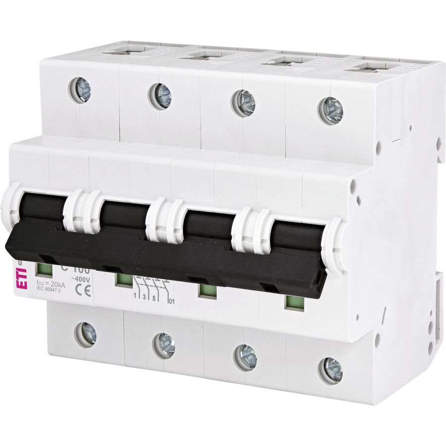 Installatieautomaat ETIMAT 10 C-karakteristiek 100A 6mod. 3-polig + Nul 10kA