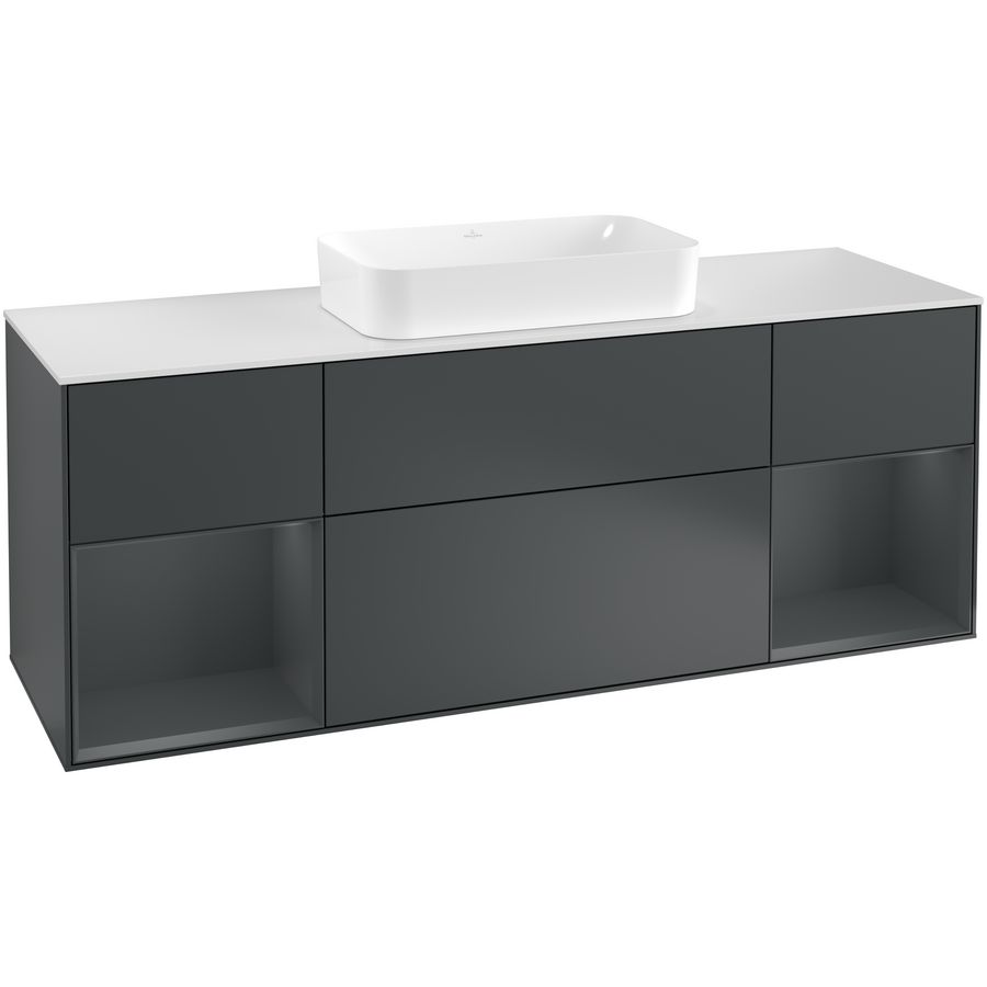 Wastafelonderkast Finion 1600x603x501mm Mid.Blue Matt Lacquer F331HGHG