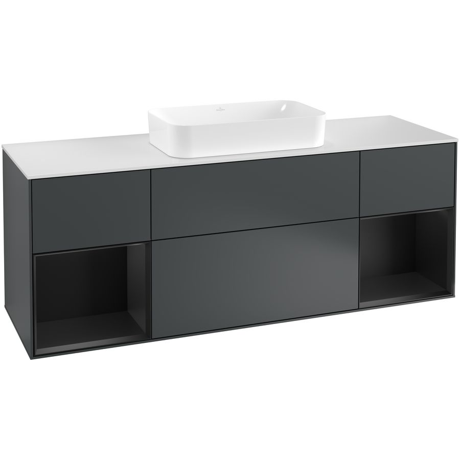 Wastafelonderkast Finion 1600x603x501mm Mid.Blue Matt Lacquer F331PDHG