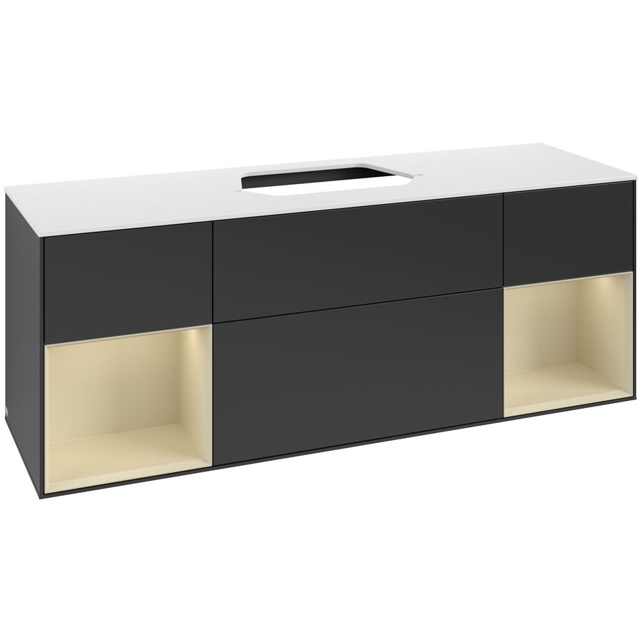 Wastafelonderkast Finion 1600x603x501mm Black Matt Lacquer G451HJPD