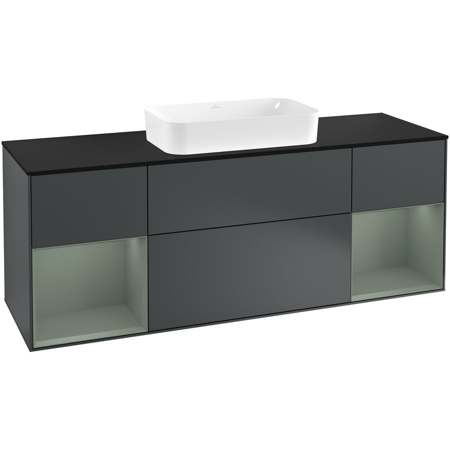 Wastafelonderkast Finion 1600x603x501mm Mid.Blue Matt Lacquer F332GMHG