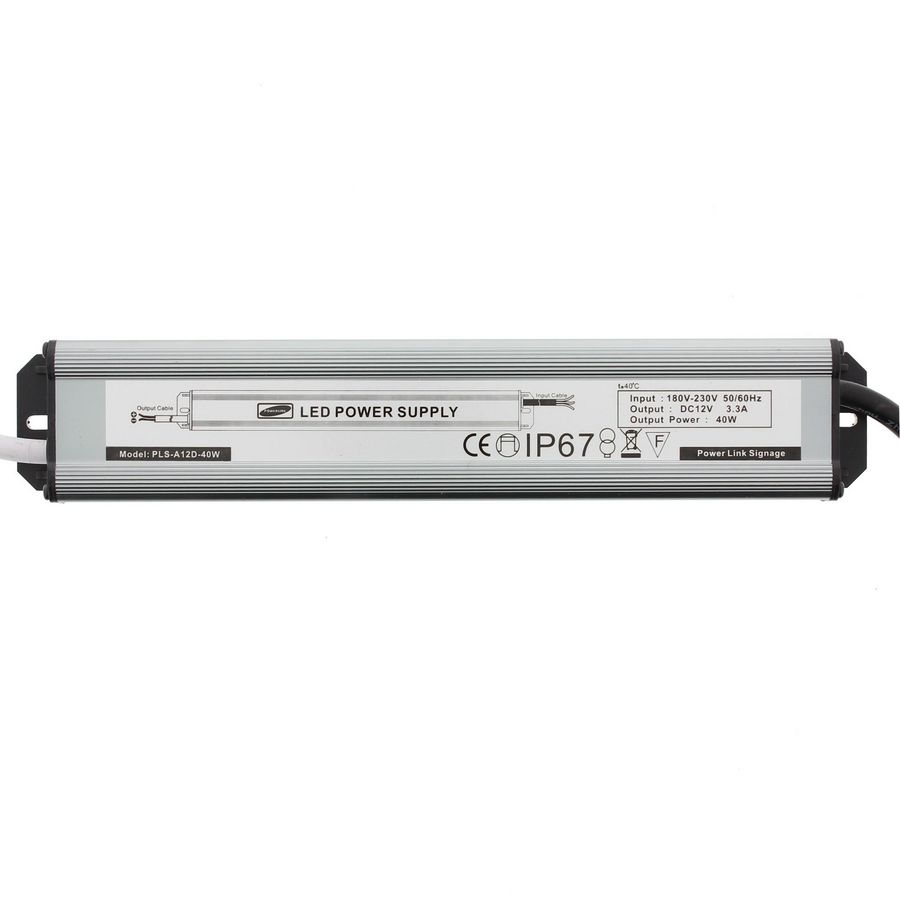 LED driver IP67 voor constante spanning 12V. Pmax=40W.