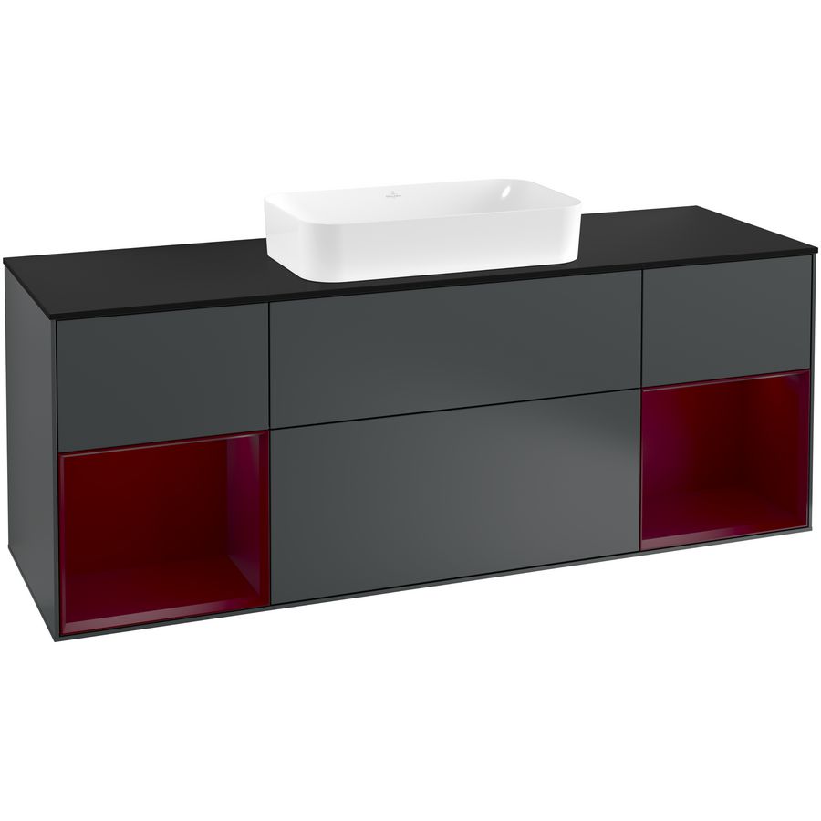 Wastafelonderkast Finion 1600x603x501mm Mid.Blue Matt Lacquer F332HBHG