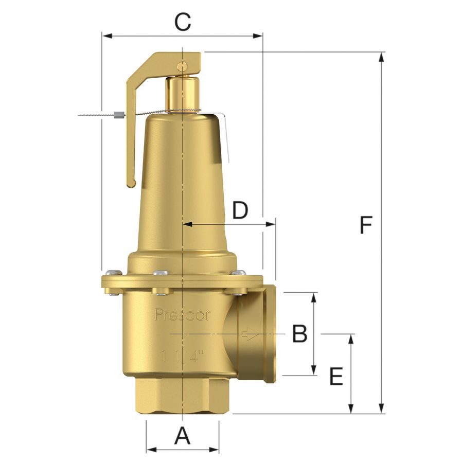 Veiligheidsventiel Prescor S 700 1.1/4"x1.1/2"bn. 3bar 810kW