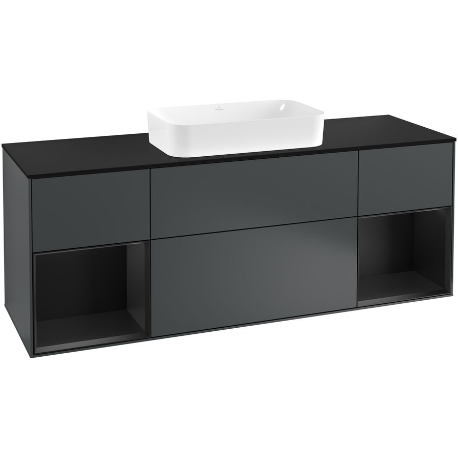 Wastafelonderkast Finion 1600x603x501mm Mid.Blue Matt Lacquer F332PDHG