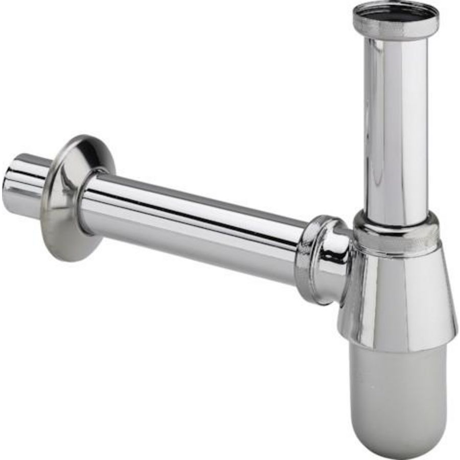 Bekersifon 1.1/4" x 120 chroom m.lange verstelbuis